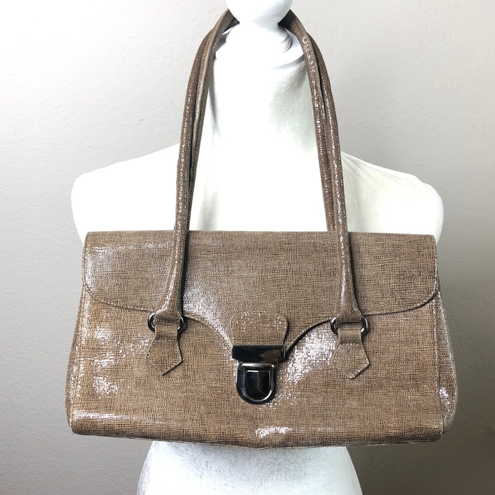Stuart Weitzman shiny leather satchel
